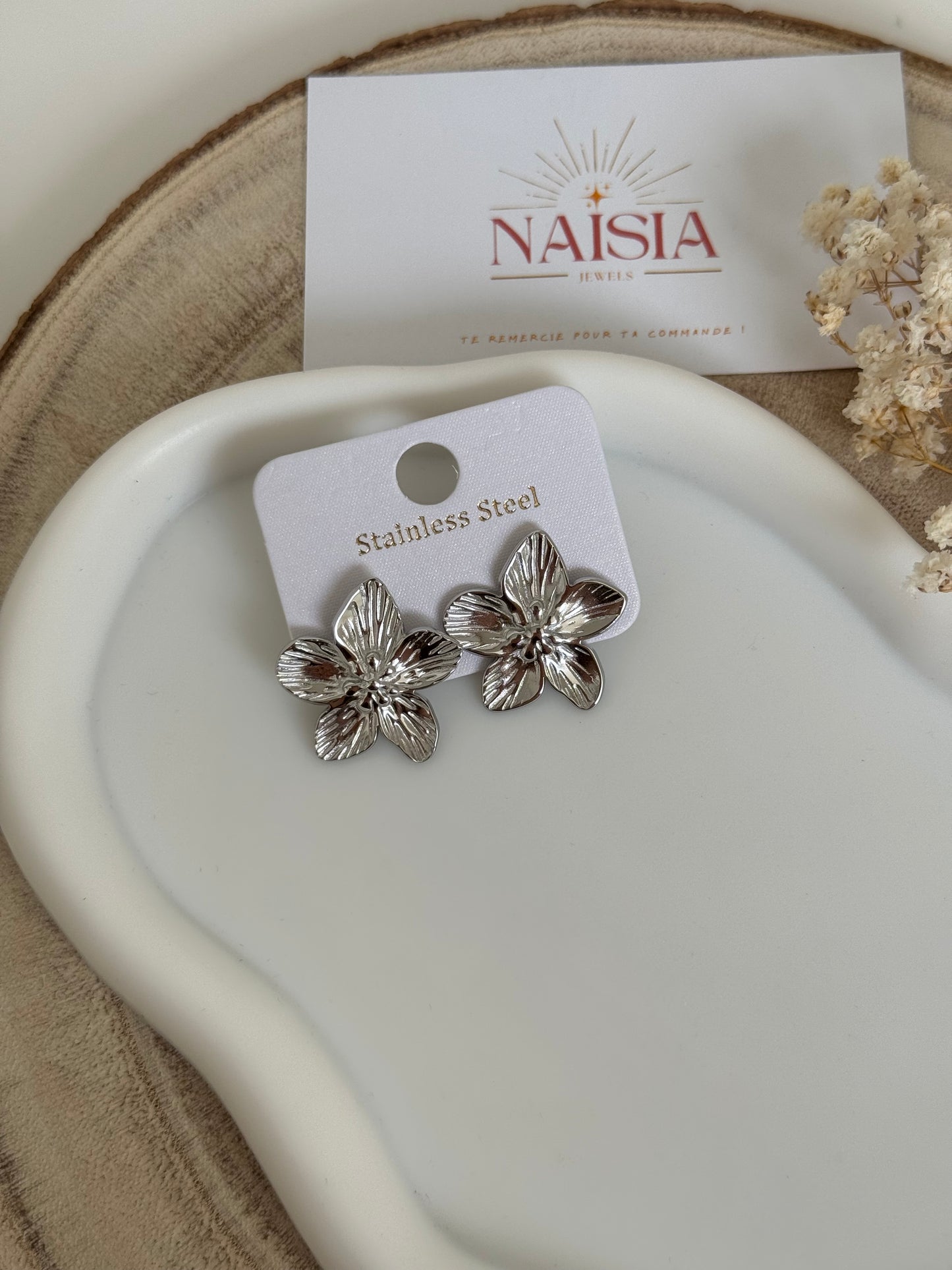 Mini boucles d’oreilles Marguerite argenté